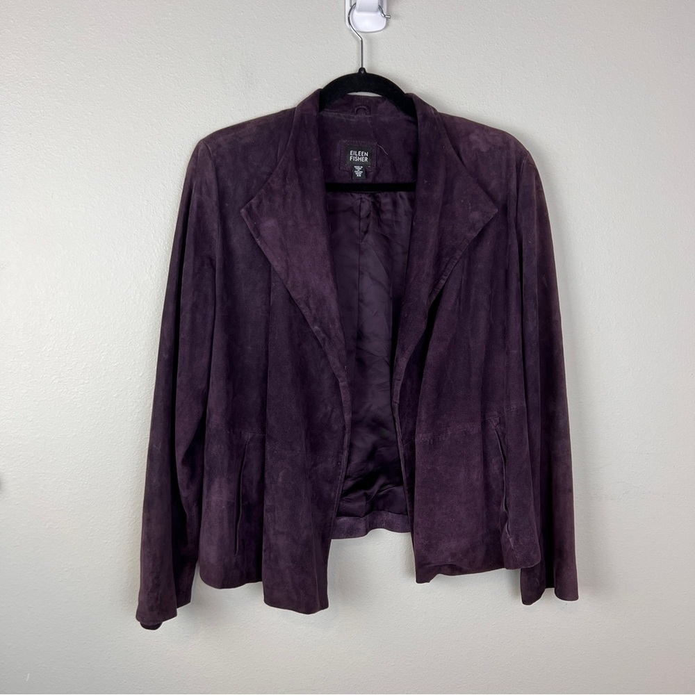 Eileen Fisher 100% Goat Suede Jacket Open Front Blazer - Picture 2 of 7